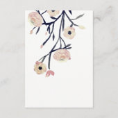 blauw roze bloemenbruiloft Details Behuizing Kaart (Achterkant)