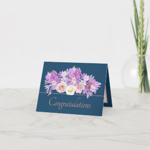 Blauw Roze Boeket Rozen & Krokus Gefeliciteerd Kaart