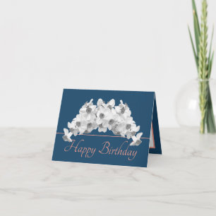 Blauw Roze Boeket Witte narcissen Gelukkige Verjaa Kaart