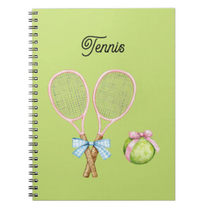 Blauw Roze Boog Tennis Bal Rackets Sport Notitieboek