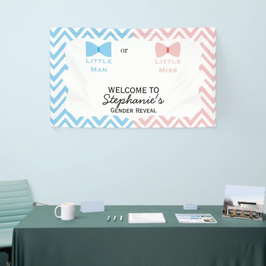 Blauw, roze Chevron Geslacht Bang en Bow Stropdas Spandoek (Beurs)
