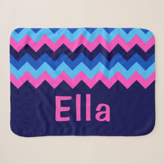 Blauw Roze Chevron Monogram Kleine Sherpa Deken