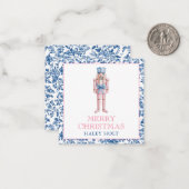 Blauw & Roze Chinoiserie Toile Kerst Notenkraker Notitiekaartje (Voorkant / Achterkant in situ)