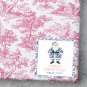 Blauw & Roze Chinoiserie Toile Kerstman Vierkante Sticker