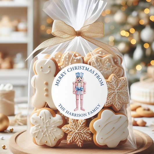 Blauw Roze Chinoiserie Toile Notenkraker Kerstmis Ronde Sticker