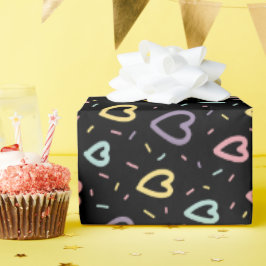 blauw roze confetti liefdesvormig cadeau inpakpapi cadeaupapier