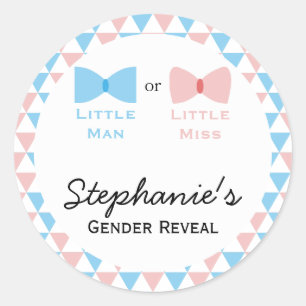 Blauw, roze driehoeken Geslacht Boog en Bow Stropd Ronde Sticker