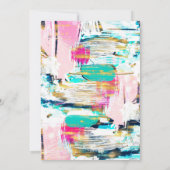 Blauw roze en goudpenseel schilderen kaart (Achterkant)