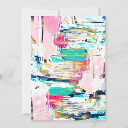 Blauw roze en goudpenseel schilderen kaart (Achterkant)