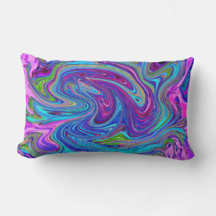 Blauw, Roze en Paarse Groovy Abstracte Retro Kunst Kussen