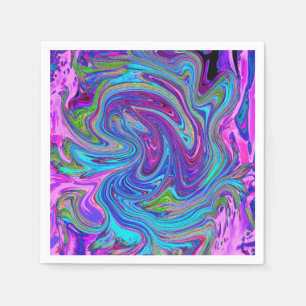 Blauw, Roze en Paarse Groovy Abstracte Retro Kunst Servet
