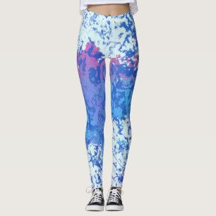 Blauw roze en wit abstract leggings