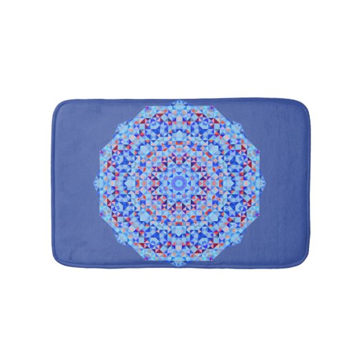 Blauw roze en wit Geometrisch Patroonbad Badmat (Voorkant)