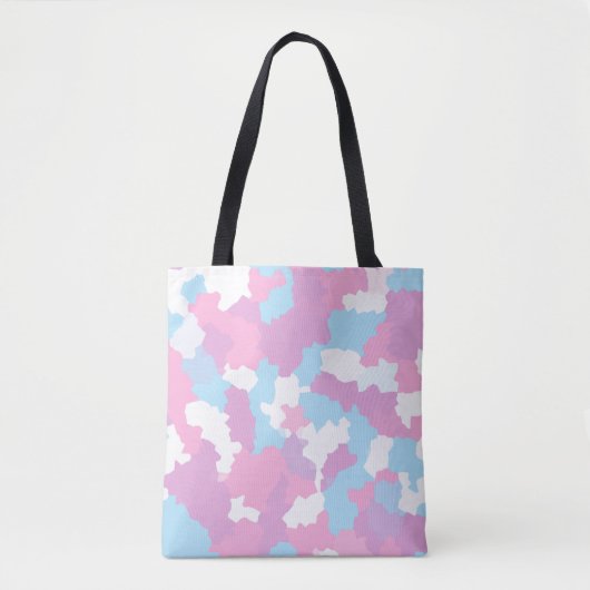 Blauw Roze en Wit Pastel Camo Abstract Draagtas (Voorkant)