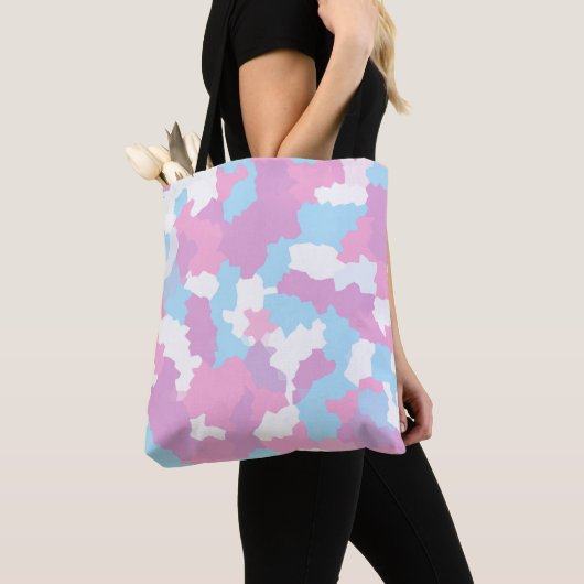 Blauw Roze en Wit Pastel Camo Abstract Draagtas (Dichtbij)