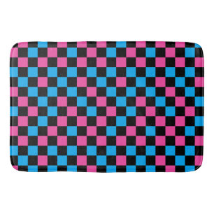 Blauw roze en zwart geruit patroon badmat