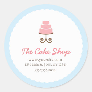 Blauw & Roze Fantasie Cake Bakkerij Sticker Etiket