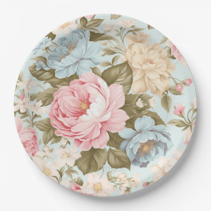 Blauw Roze Geel Bloemig Papieren Bord