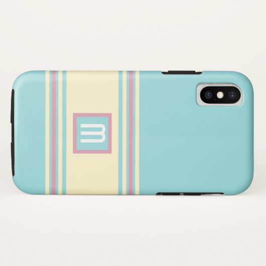 Blauw roze geel monogram modern legant Case-Mate iPhone case (Achterkant (horizontaal))