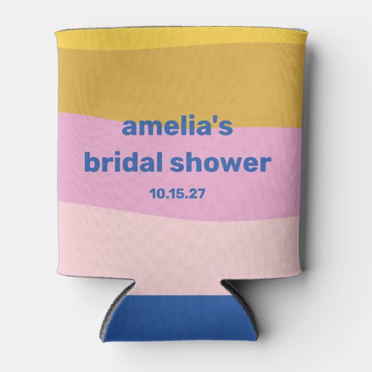 Blauw Roze Geel Schattig Speels Aangepaste Bruidsd Blikjeskoeler (Voorkant)