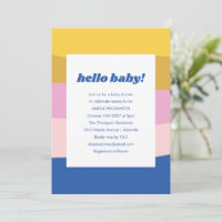 Blauw Roze Geel Schattige Speels Retro Baby shower
