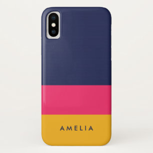 Blauw roze geel vibrant kleurenblok Modern iPhone X Hoesje