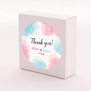 Blauw roze geslacht laat stickers zien