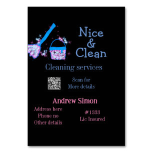 Blauw roze glitter clean mop naam adres toevoegen  kaart