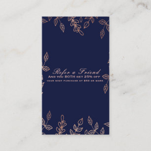 Blauw & Roze Goud Glam Botanisch Verwijs een Vrien Aanbevelingskaartje