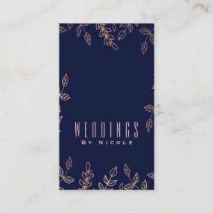 Blauw & Roze Goud Glam Botanische Elegante Chic Visitekaartje