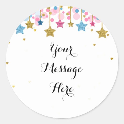 Blauw Roze Gouden twinkel Dank u Sticker