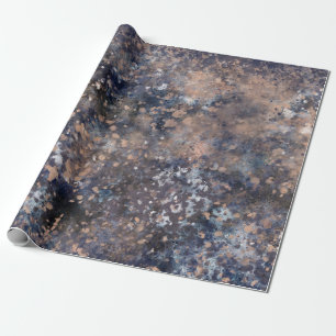 Blauw & Roze Gouden Verfspatten Abstracte Glamour Cadeaupapier
