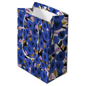 Blauw roze goudpatroon medium cadeauzakje (Voorkant Gekanteld)