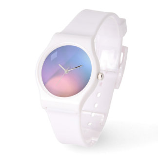 Blauw Roze Gradiënt Dial Wit Silicone Horloge