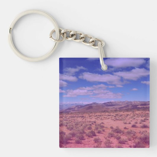 Blauw Roze Gradient Overlay Road Trip Foto Sleutelhanger (Voorkant)