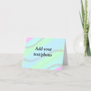 Blauw roze groene glitter sparkle pastel voeg naam bedankkaart