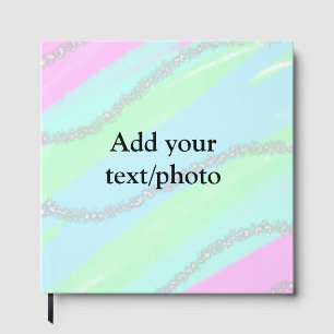 Blauw roze groene glitter sparkle pastel voeg naam gastenboek