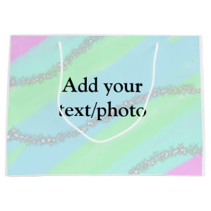 Blauw roze groene glitter sparkle pastel voeg naam groot cadeauzakje