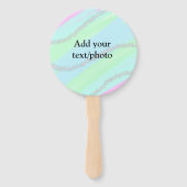 Blauw roze groene glitter sparkle pastel voeg naam handwaaier (Achterkant)