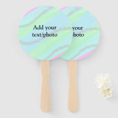 Blauw roze groene glitter sparkle pastel voeg naam handwaaier (Voorkant en achterkant)