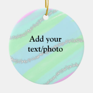 Blauw roze groene glitter sparkle pastel voeg naam keramisch ornament