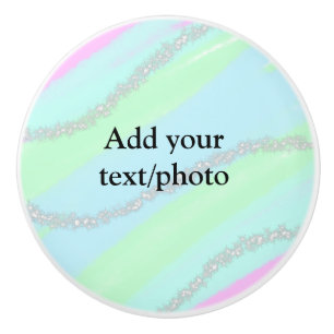 Blauw roze groene glitter sparkle pastel voeg naam keramische knop