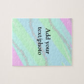 Blauw roze groene glitter sparkle pastel voeg naam legpuzzel (Horizontaal)