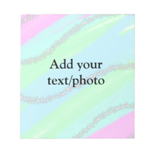 Blauw roze groene glitter sparkle pastel voeg naam notitieblok