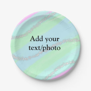 Blauw roze groene glitter sparkle pastel voeg naam papieren bordje