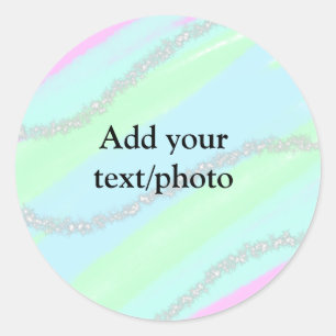 Blauw roze groene glitter sparkle pastel voeg naam ronde sticker