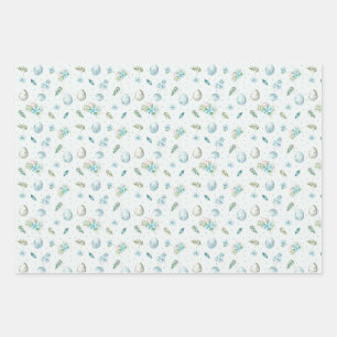 Blauw roze groene paasband Stippen Inpakpapier Vel