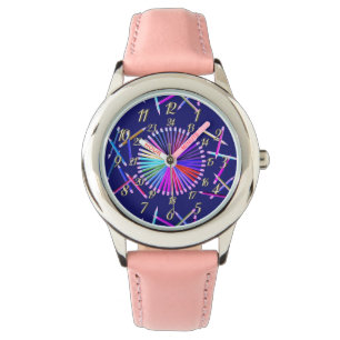 Blauw roze hart horloge