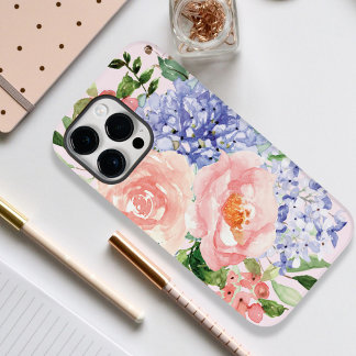 Blauw Roze Hortensia Pioen Lente Bloem Bloemstuk Case-Mate iPhone 14 Pro Max Hoesje