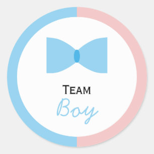 Blauw roze kleurenblok Geslacht Boog Stropdas Ronde Sticker